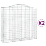 vidaXL Paniers à gabions arqués 2 Pièces 200x50x180/200 cm Fer galvanisé