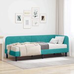 vidaXL Cadre de lit d'angle avec matelas Turquoise 80 x 200 cm Velours