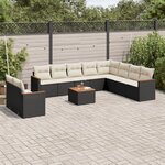 vidaXL Salon de jardin 11 Pièces avec coussins noir résine tressée