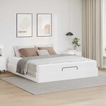 vidaXL Cadre de lit avec matelas Blanc pur 160 x 200 cm Faux cuir