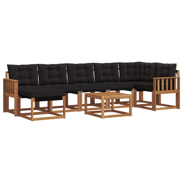 vidaXL Ensemble de canapés d'extérieur 8 Pièces Naturel et Noir