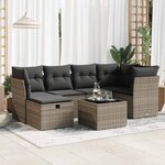 vidaXL Salon de jardin avec coussins 7 Pièces gris résine tressée
