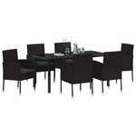 vidaXL Ensemble de salle à manger pour jardin 7 Pièces Noir polyrotin