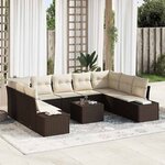 vidaXL Ensemble de canapé de jardin 10 Pièces Marron Poly rotin