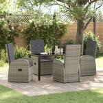 vidaXL Ensemble de salle à manger de jardin de 5 pièces avec coussins gris en rattan synthétique