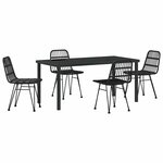 vidaXL Ensemble de salle à manger pour jardin 5 Pièces Noir