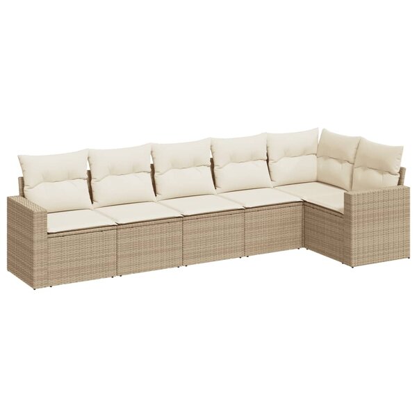 vidaXL Salon de jardin avec coussins 6 Pièces beige résine tressée