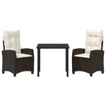 vidaXL Ensemble de salle à manger pour jardin 3 Pièces Marron polyrotin