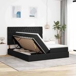 vidaXL Lit de Rangement avec tête de lit Noir 180 x 200 cm Tissu