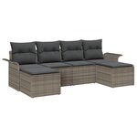 vidaXL Ensemble de canapé de jardin 6 pièces avec coussins Gris Poly Rattan