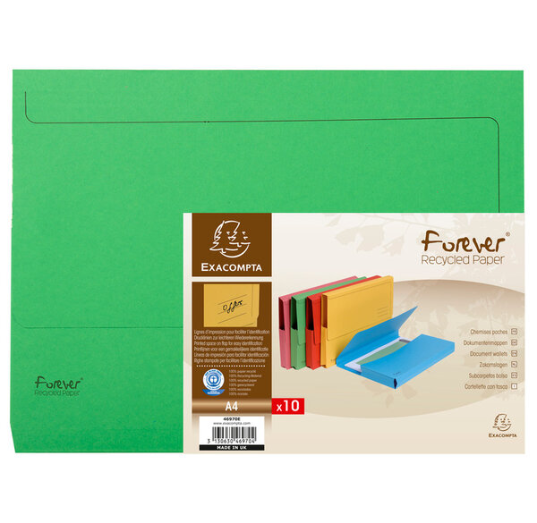 Paquet 10 chemises poche A4 FOREVER Vert x 10 EXACOMPTA