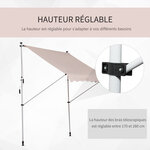 Store banne manuel rétractable 2L x 1 5l x 1 7-2 8H m inclinaison réglable installation rapide métal alu polyester beige