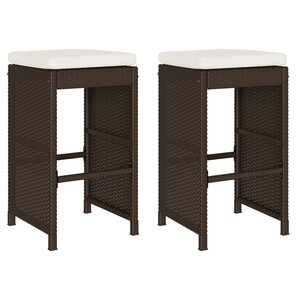 vidaXL Tabourets de bar jardin coussins lot de 2 marron résine tressée