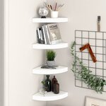 vidaXL Étagères d'angle flottantes 4 Pièces blanc 25x25x3 8 cm MDF