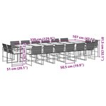 vidaXL Ensemble à manger de jardin 17 Pièces coussins noir résine tressée