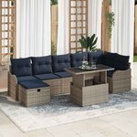 vidaXL Ensemble de canapé de jardin avec coussin 8 Pièces Gris polyrotin