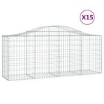 vidaXL Paniers à gabions arqués 15 Pièces 200x50x80/100 cm Fer galvanisé