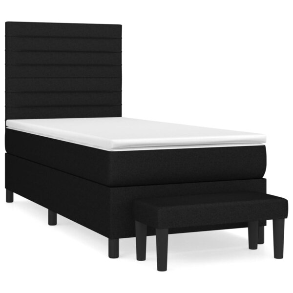 vidaXL Sommier à lattes de lit avec matelas Noir 90x190 cm Tissu