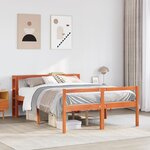 vidaXL Cadre de lit et tête de lit sans matelas cire marron 140x190 cm