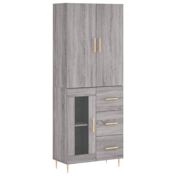 vidaXL Buffet haut Sonoma gris 69 5x34x180 cm Bois d'ingénierie