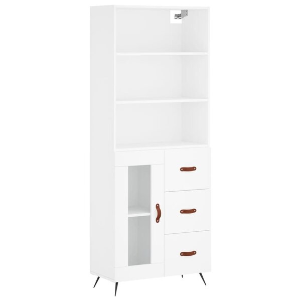 vidaXL Buffet haut Blanc 69 5x34x180 cm Bois d'ingénierie