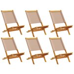 vidaXL Chaises de jardin pliantes lot de 6 taupe tissu et bois massif