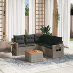 vidaXL Salon de jardin 6 Pièces avec coussins gris résine tressée