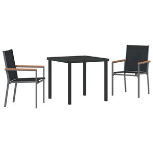 vidaXL Ensemble de salle à manger pour jardin 3 Pièces Noir