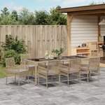 vidaXL Ensemble de salle à manger de jardin 9 pièces Beige en poly rotin