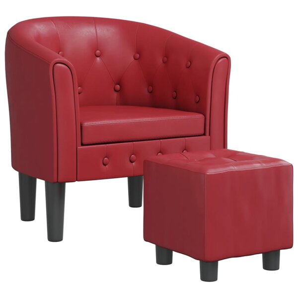vidaXL Chaise cabriolet avec repose-pied rouge bordeaux similicuir