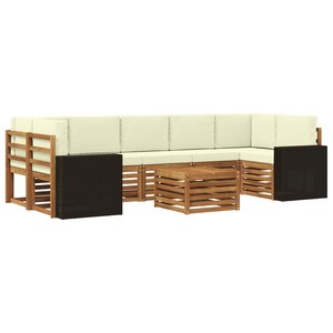 vidaXL Ensemble de canapés d'extérieur 8 pc Naturel et Crème