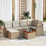 vidaXL Ensemble de canapé de jardin 7 Pièces Beige et blanc