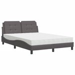 vidaXL Lit avec matelas gris 140x190 cm similicuir