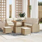 vidaXL Ensemble de canapé de jardin 8 Pièces Beige Poly rotin