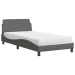vidaXL Lit avec matelas Dover gris foncé 100x200 cm tissu