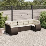 vidaXL Salon de jardin avec coussins 7 Pièces marron résine tressée