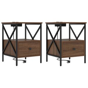 vidaXL Cabinet de chevet avec tiroir Chêne marron 41.5 x 40.5 x 55 cm