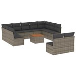 vidaXL Salon de jardin avec coussins 12 Pièces gris résine tressée
