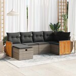 vidaXL Salon de jardin 6 Pièces avec coussins gris résine tressée