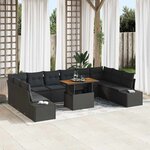 vidaXL Ensemble de canapé de jardin avec coussin 11 Pièces Noir et Marron