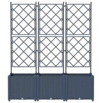vidaXL Bac à fleurs avec Treillis 3 Pièces Gris 120 x 40 x 143 cm PP