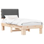 vidaXL Cadre de lit avec tête de lit rembourrée Gris foncé 90 x 200 cm