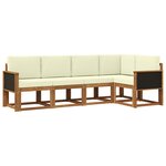 vidaXL Ensemble de canapés d'extérieur 5 pc Naturel et Crème Polyester