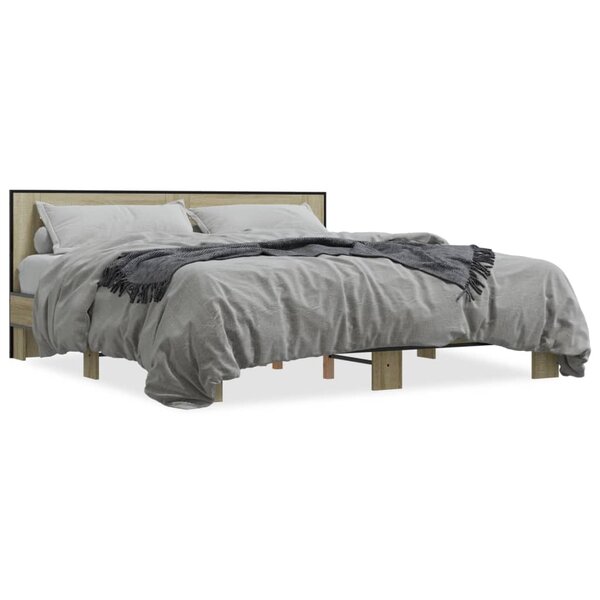 vidaXL Cadre de lit sans matelas chêne sonoma 200x200 cm