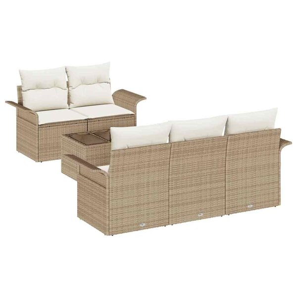 vidaXL Ensemble de canapé de jardin avec coussin 6 Pièces Beige et crème