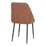 2 chaises de salle à manger en cuir synthétique marron vintage avec pieds noirs