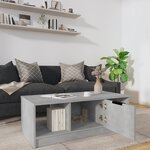vidaXL Table basse gris béton 102x50x36 cm bois d'ingénierie