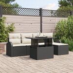 Set de canapé de jardin vidaXL de 6 pièces avec coussins en rotin synthétique noir