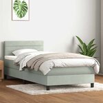 vidaXL Sommier à lattes de lit et matelas et LED gris clair 80x220 cm velours
