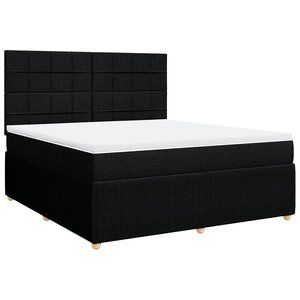 vidaXL Sommier à lattes de lit avec matelas Noir 180x200 cm Tissu